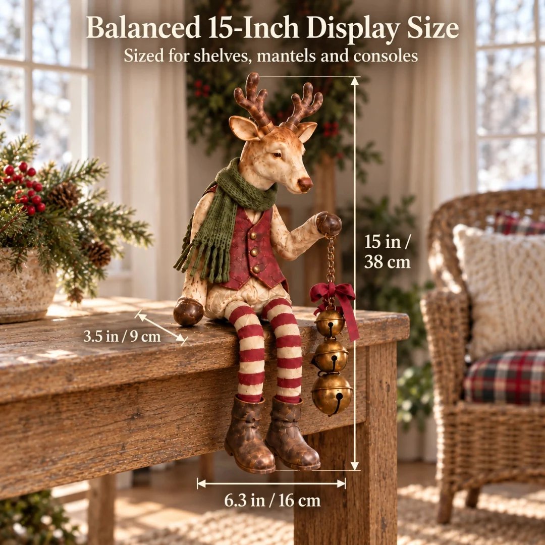 Vintage old reindeer shelf sitter 15 inch size Vintage old reindeer shelf sitter 15 inch size