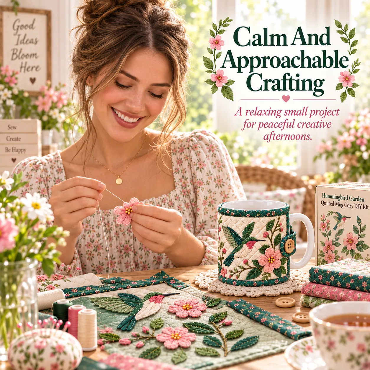 🌸Garden Quilted Mug Cozy DIY Kit