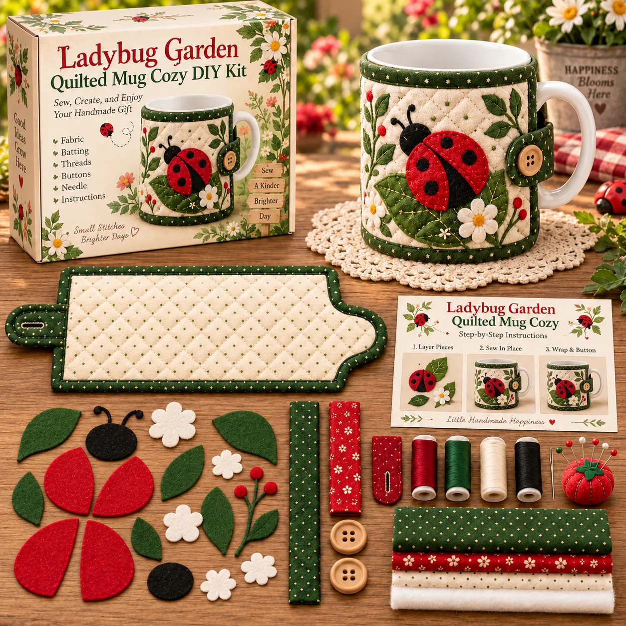 🌸Garden Quilted Mug Cozy DIY Kit