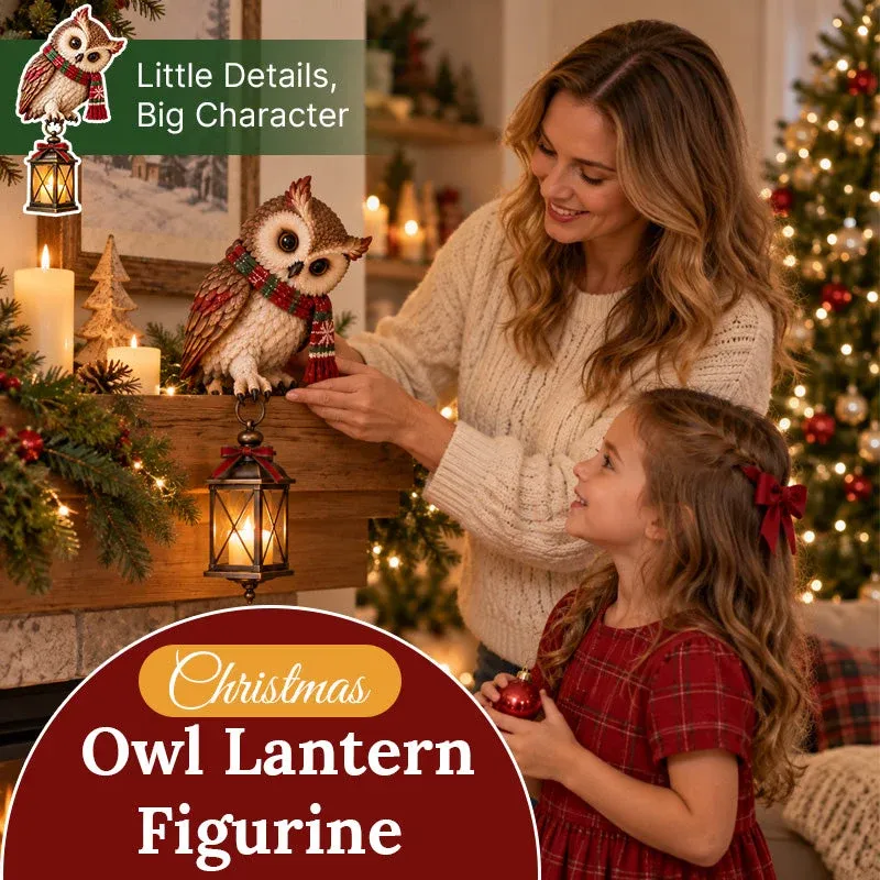 Christmas Owl Lantern Figurine