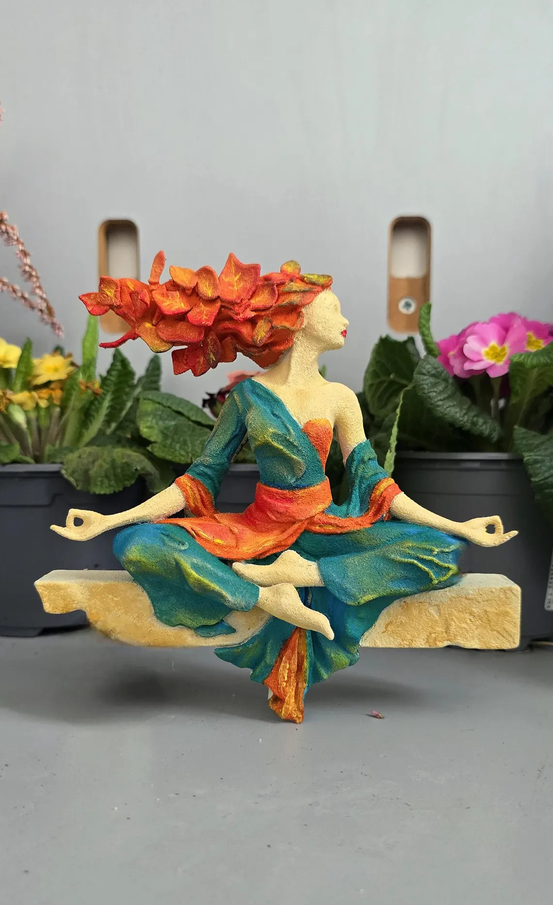 Unique Meditating Nature Goddess Sculpture, Spiritual Home Decor