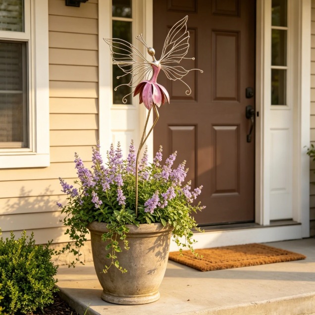 Whimsical Fairy Blossom Garden Stake