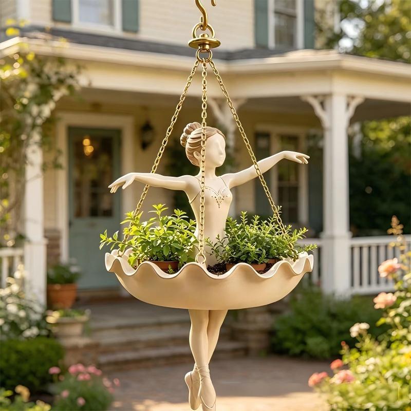 Handcrafted Resin Ballet Dancer Hanging Planter