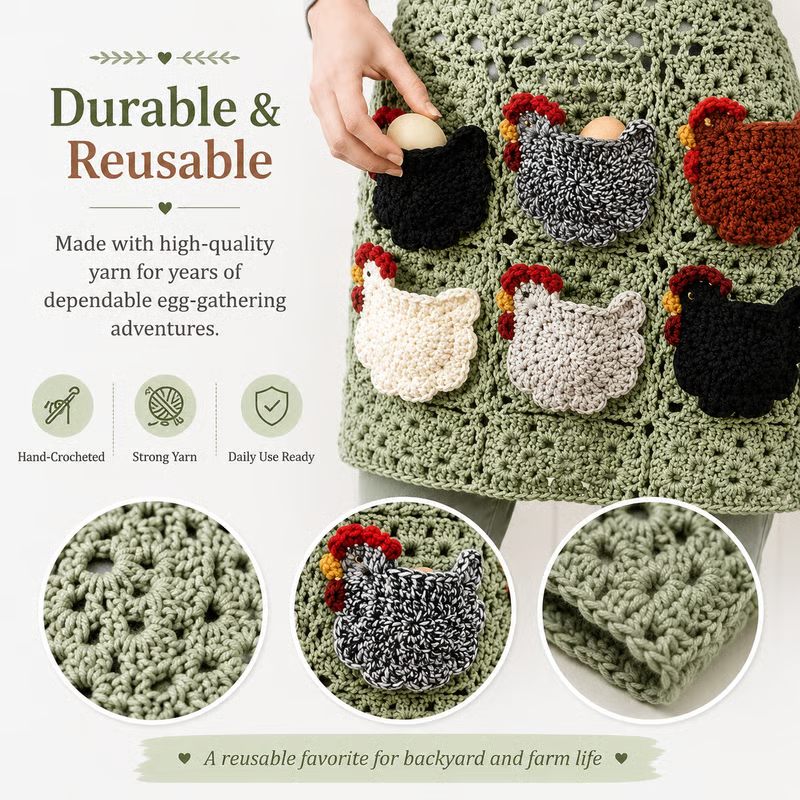 Handmade Egg Collecting Apron – Carry Fresh Eggs Safely & Hands-Free