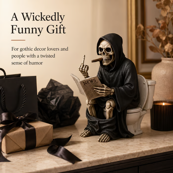 Middle Finger Grim Reaper Toilet Figurine💀🚽