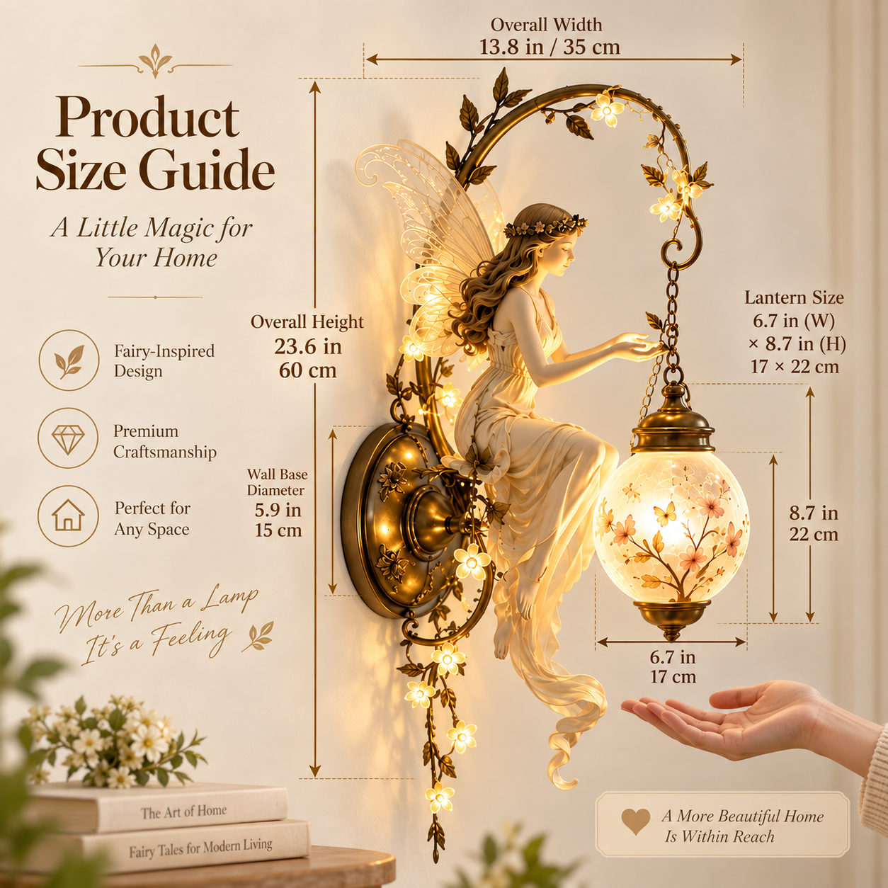 Enchanted Fairy Blossom Lantern Size
