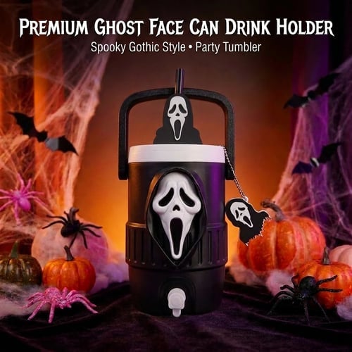 3D Scream Ghost Face Portable Handle Tumbler – Gothic Horror Aesthetic Cup Full Listing - Black Save 50%!