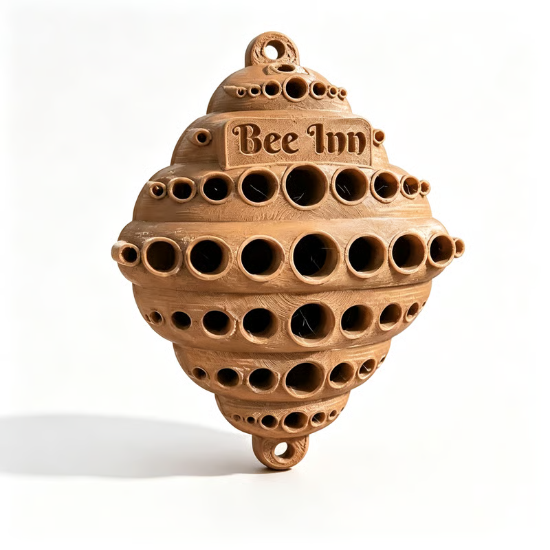 🐝 Bee Inn Hanging Bee Hotel  Rustic Solitary Bee House Pollinator Nesting Shelter for Garden Decor