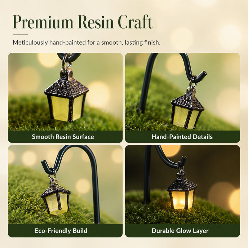 Detailed resin miniature luminous lantern ornament