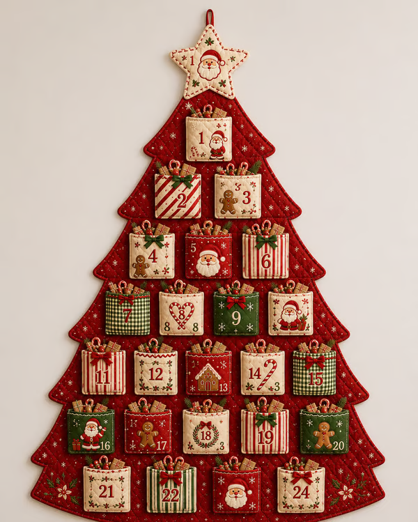 🔥HOT SALE🔥Last Day 49% OFF - 🎄✨DIY 24-Pocket Fabric Christmas Advent Tree Kit(📦 Buy 2 Free Shipping)
