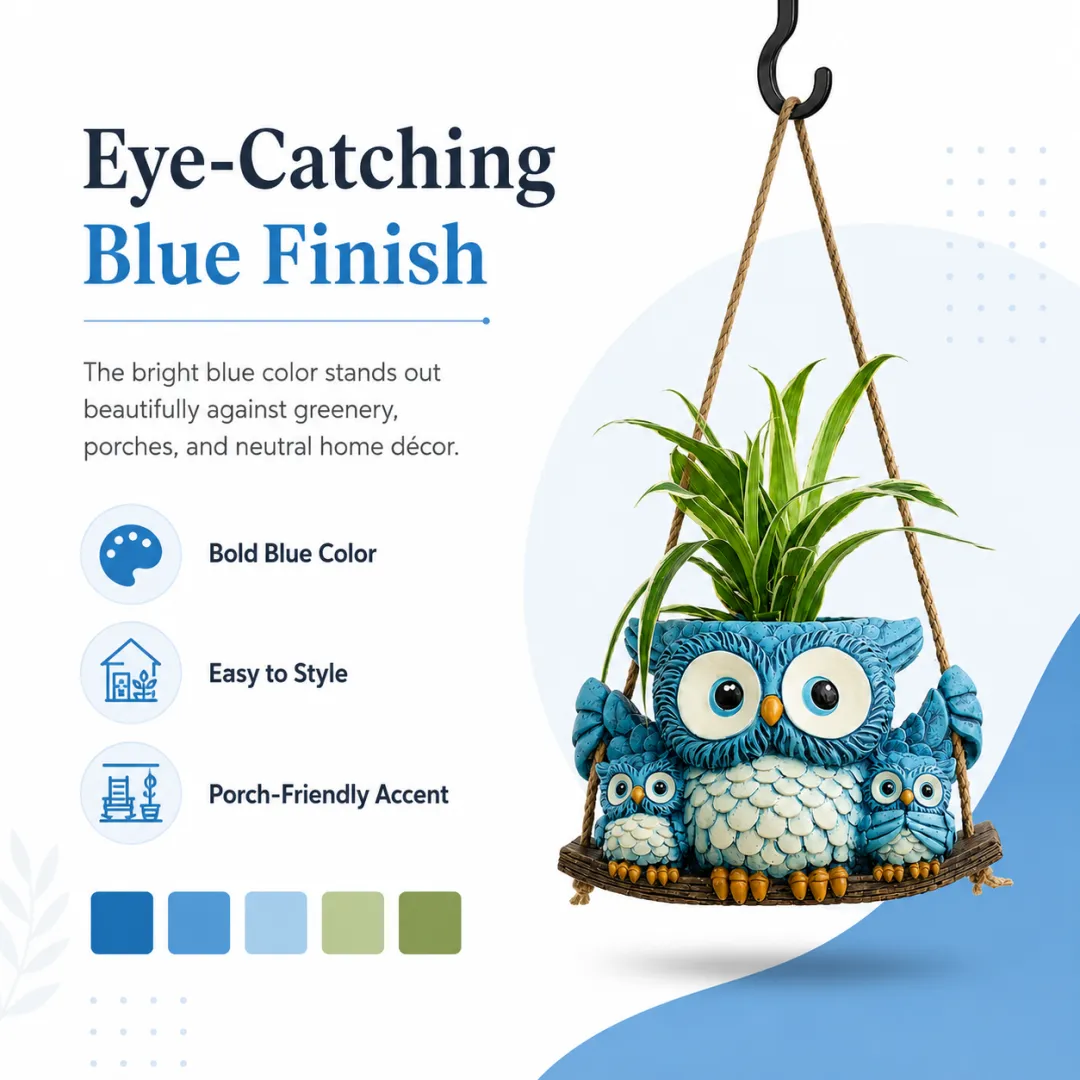 Owl Family Hanging Planter