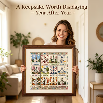 🔥LAST DAY 69% OFF -🏡 12-Month Seasons & Holidays Cross Stitch Kit — Relaxing DIY Craft Project for Beginners & Craft Lovers