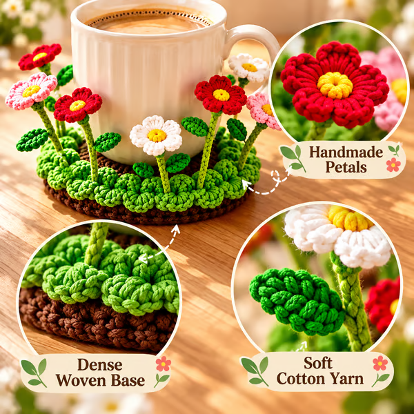 Handmade Crochet Floral Coaster | Everlasting Table Art 🌸