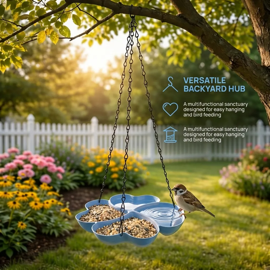 All-in-One Hanging Bird Feeder Tray