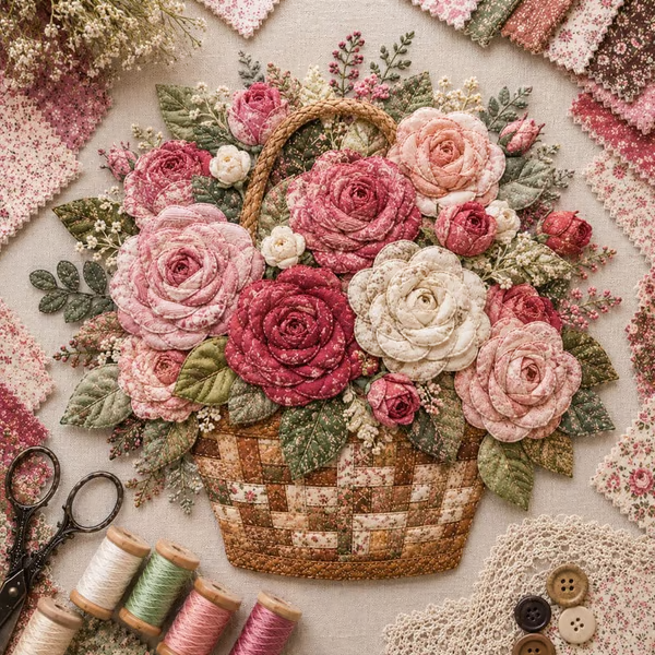 🌸Floral Basket Patchwork DIY Kit