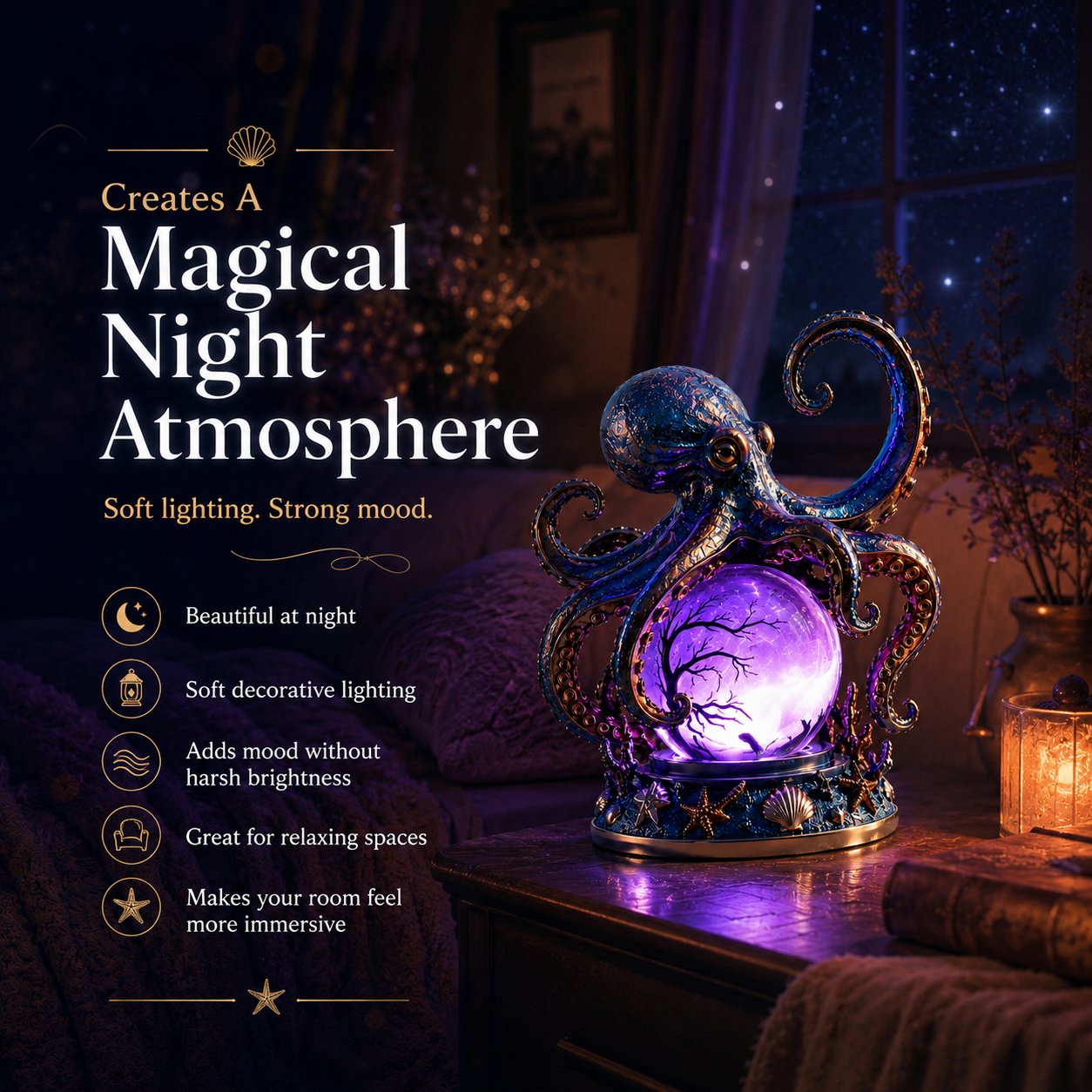🐙 Deep Sea Octopus Crystal Ball Lamp - Buy 1