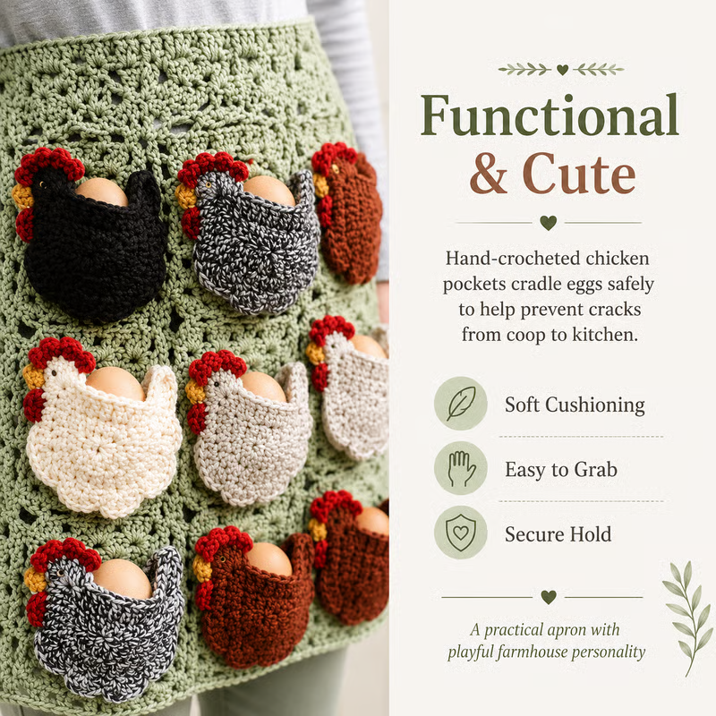 Handmade Egg Collecting Apron – Carry Fresh Eggs Safely & Hands-Free