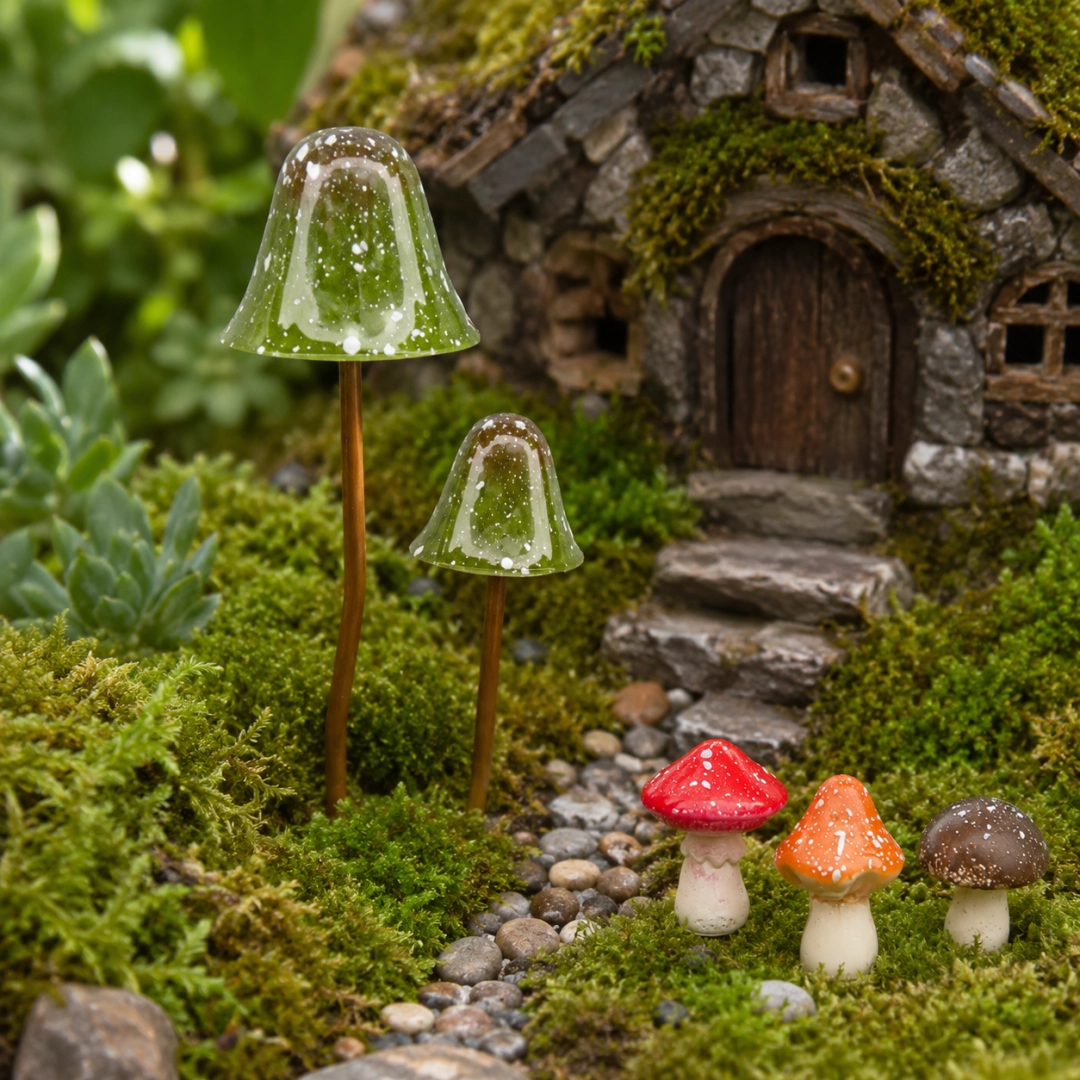 🍄Metal Mushroom Garden StakesMushroom--Whimsical Outdoor Fairy Garden Décor