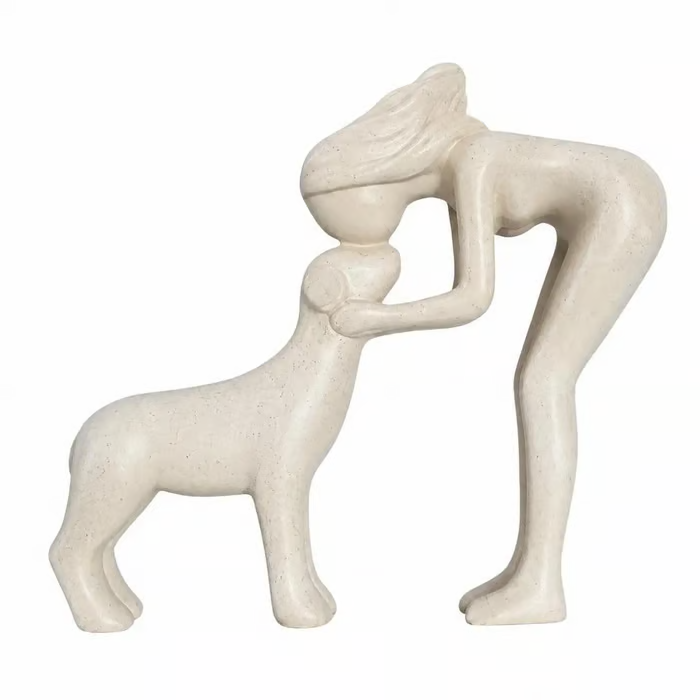 Handmade Abstract Person and Dog Figurine 🐕❤️ Keepsake Celebrating Pet Bond - Style A