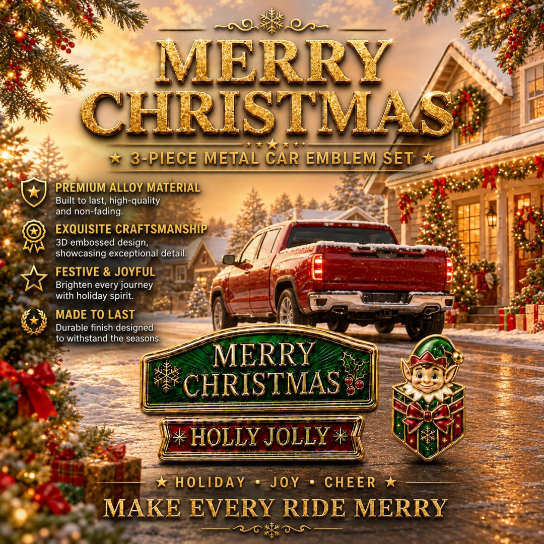 🎁 Limted Time 49% OFF！🔥Christmas Car Emblem Metal Badge Set - 🎅Santa Ride