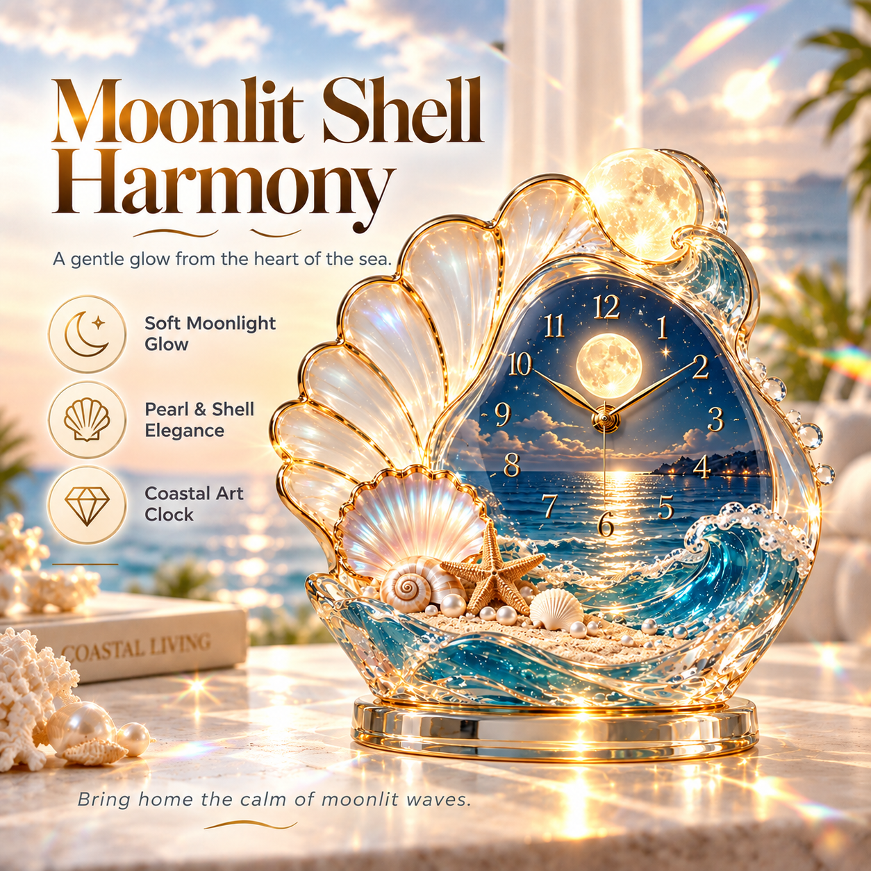 Sunset Sail coastal decorative clock