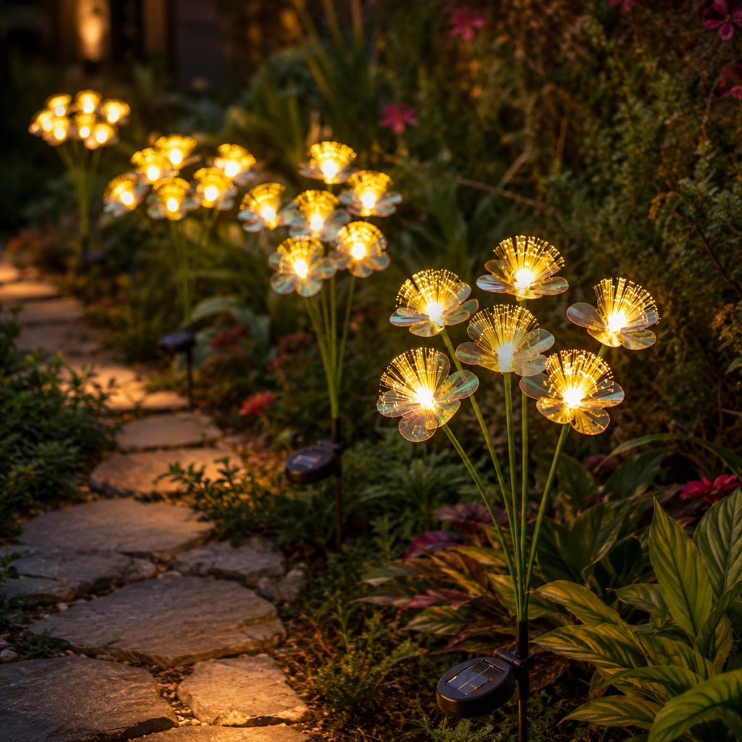 Solar Flower Garden Stake Light, 6-Flower Bouquet
