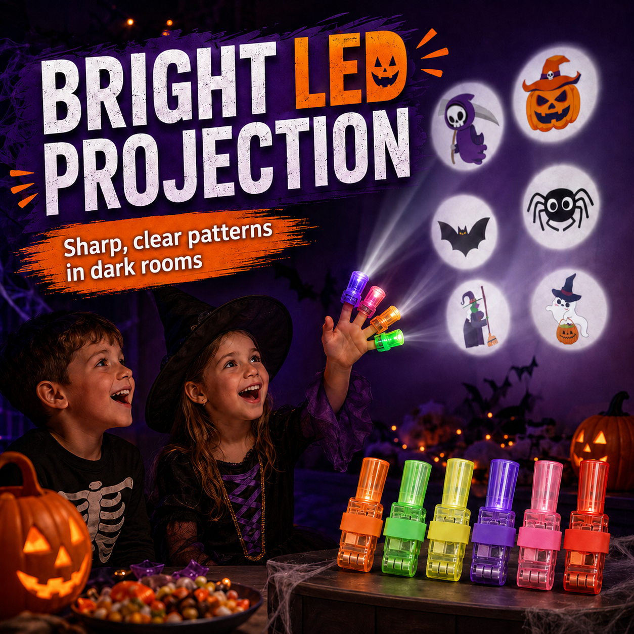 🎃 Spooky Pattern Finger Projector Lights 