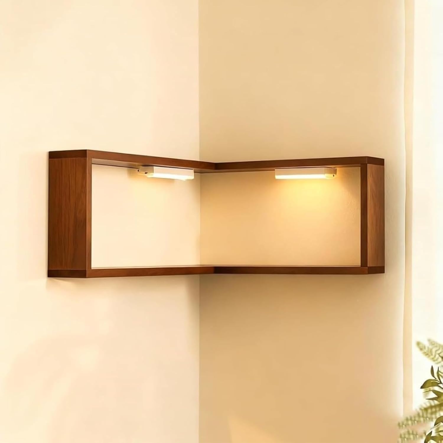  L-Shaped Corner Floating Wall Shelves with LED Lights