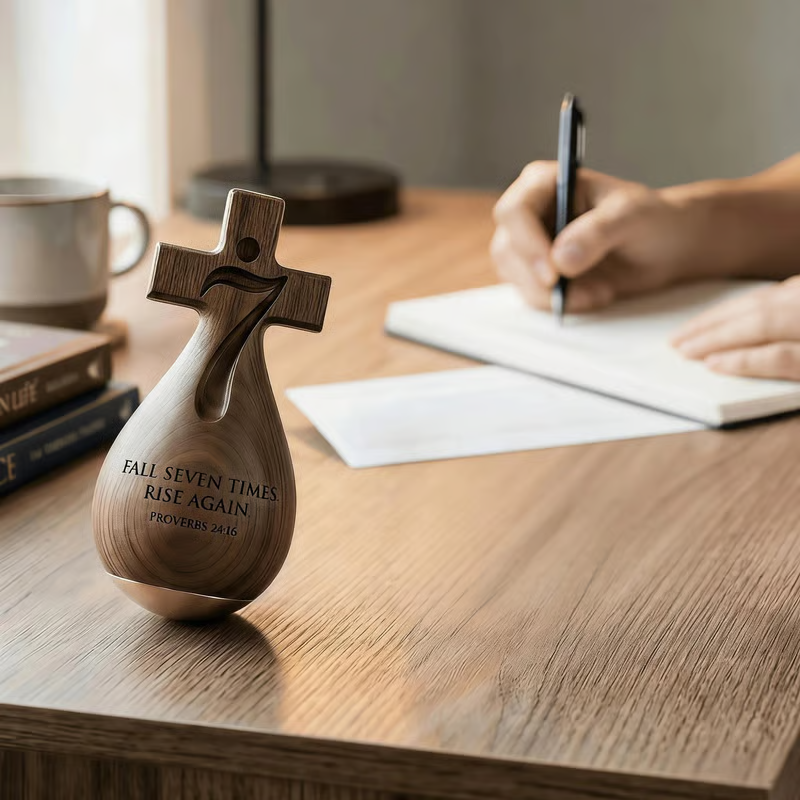 ✨Proverbs 24:16 – Solid Wood Faithful Roly-Poly Ornament