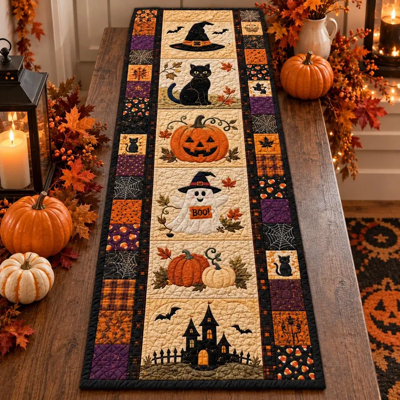 🎃Autumn Spell Quilted Table Runner