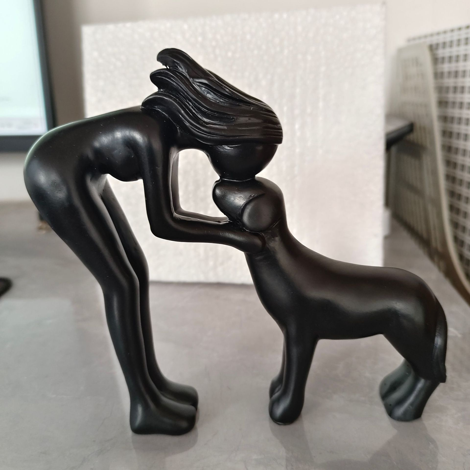 Handmade Abstract Person and Dog Figurine 🐕❤️ Keepsake Celebrating Pet Bond - Style A