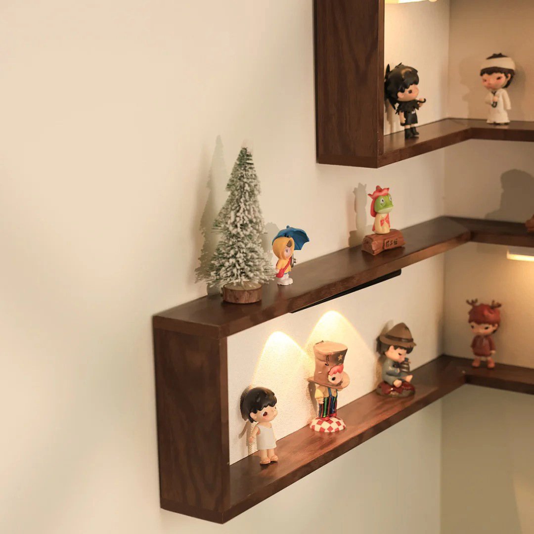  L-Shaped Corner Floating Wall Shelves with LED Lights