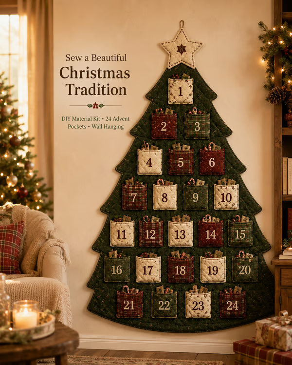 🔥HOT SALE🔥Last Day 49% OFF - 🎄✨DIY 24-Pocket Fabric Christmas Advent Tree Kit(📦 Buy 2 Free Shipping)