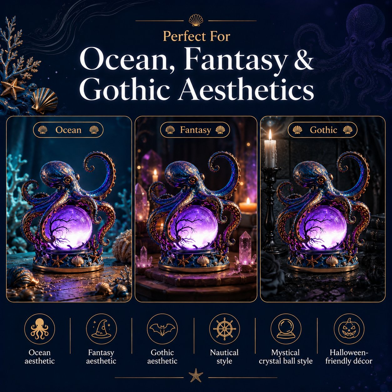 🐙 Deep Sea Octopus Crystal Ball Lamp - Buy 1