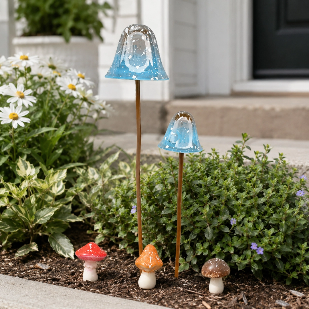🍄Metal Mushroom Garden StakesMushroom--Whimsical Outdoor Fairy Garden Décor