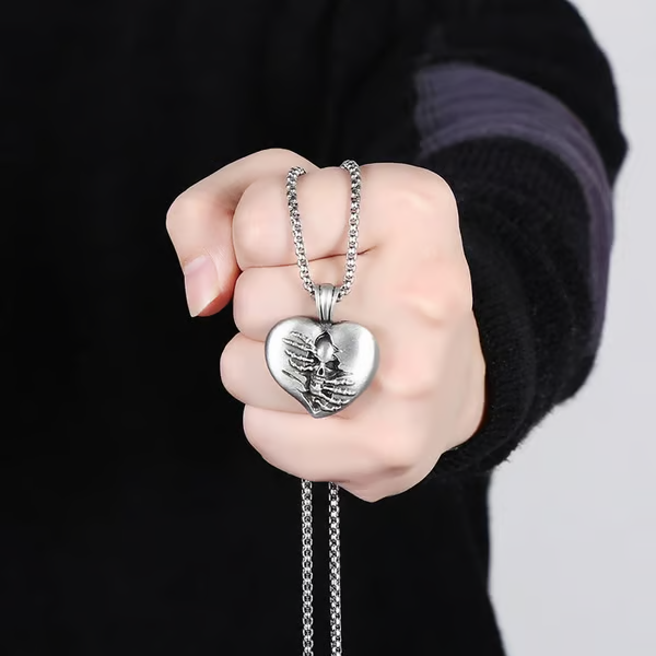 Heart of Hell Ripped Skull Necklace