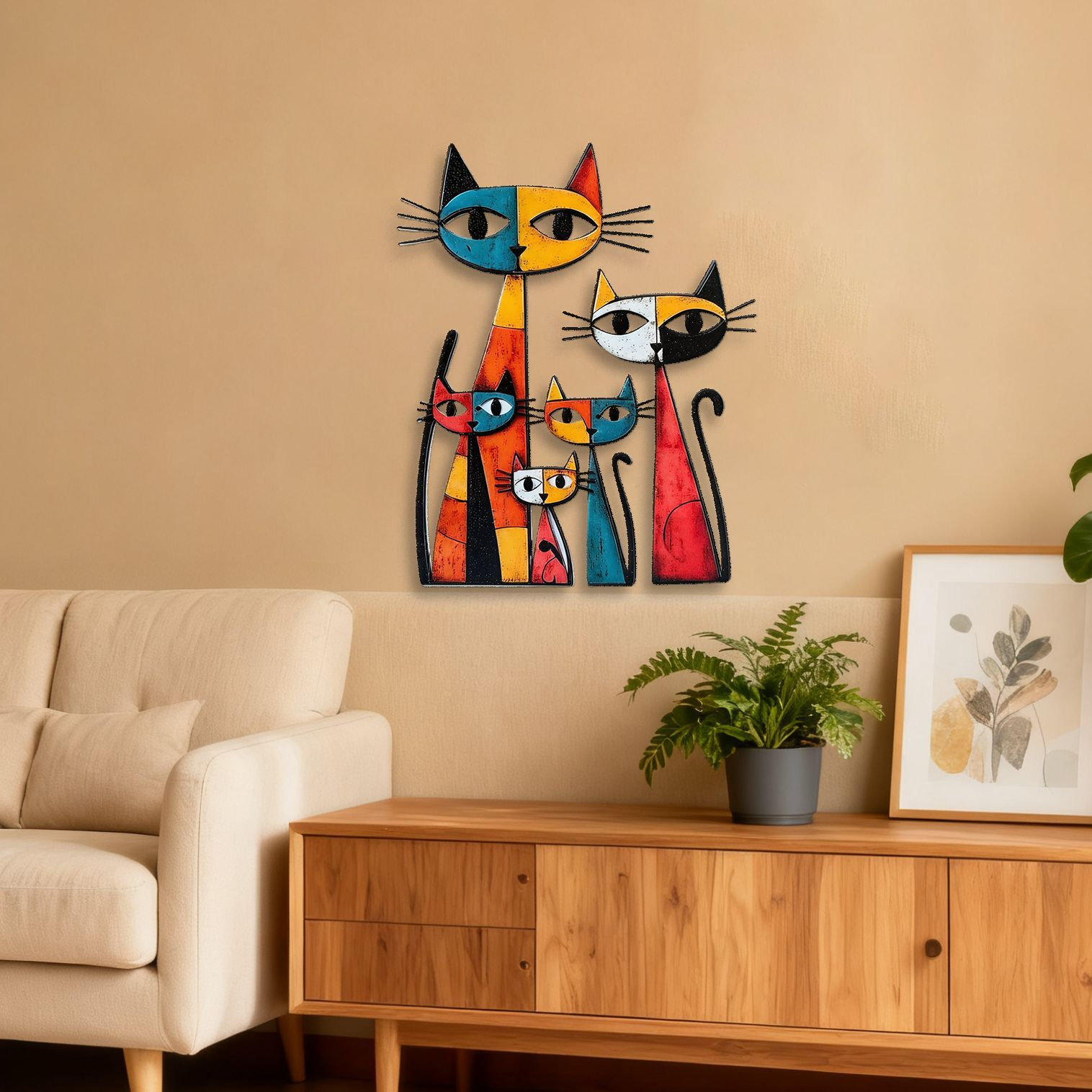 Colorful Dog Family Metal Wall Decor