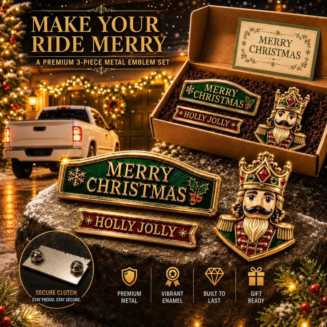 🎁 Limted Time 49% OFF！🔥Christmas Car Emblem Metal Badge Set - 🎅Santa Ride