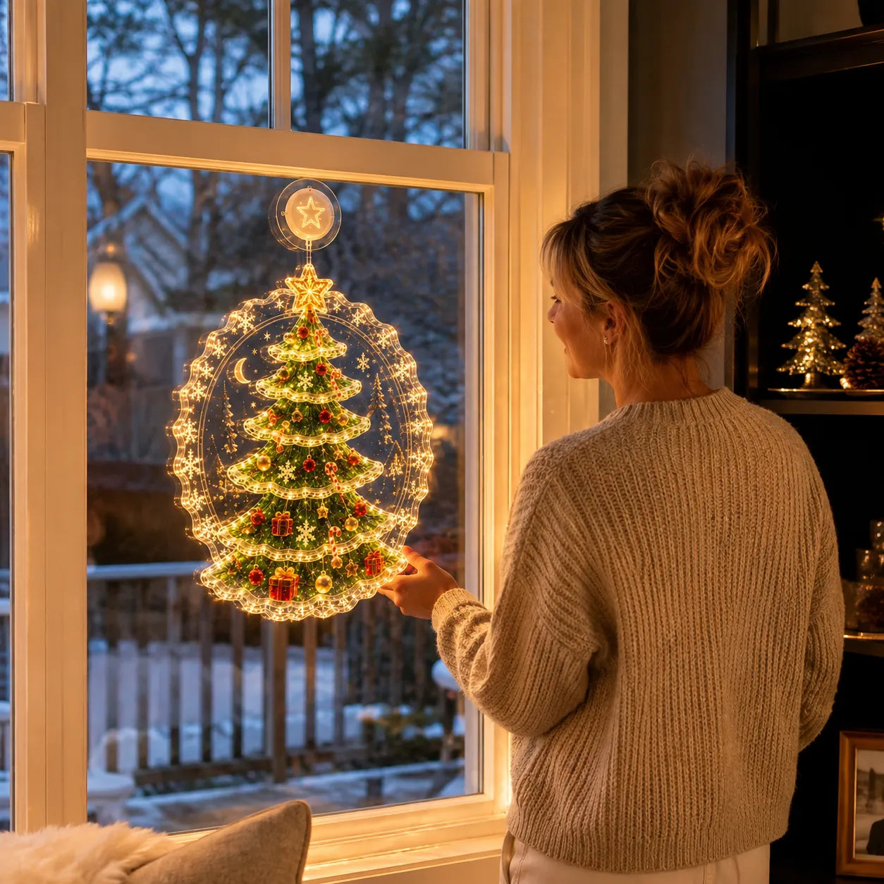 Christmas tree window decoration