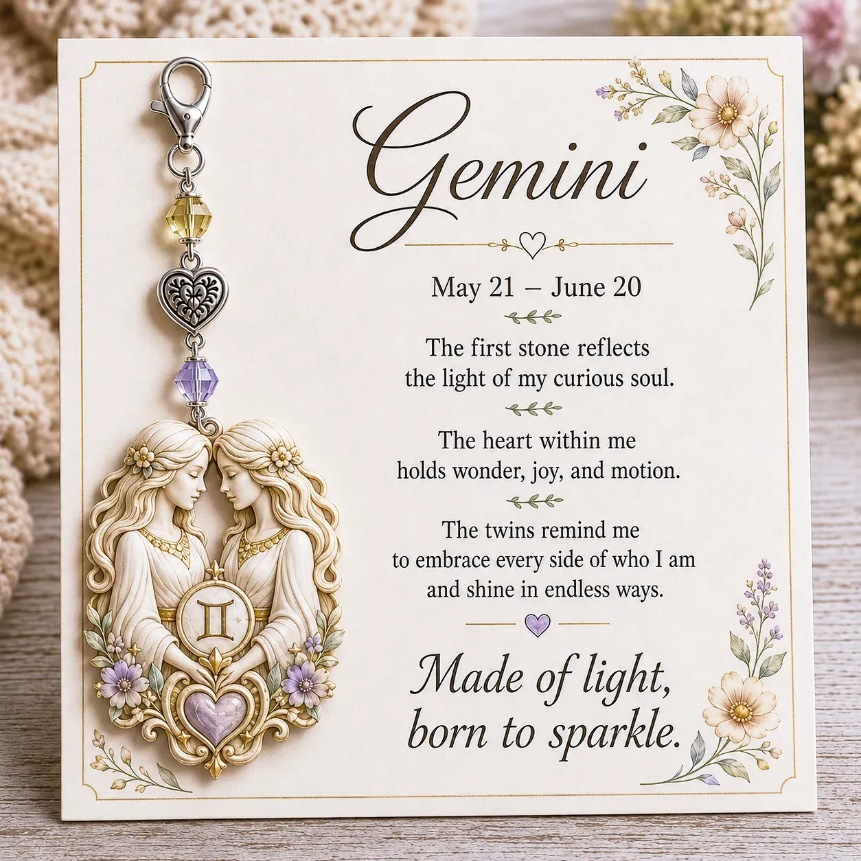 ⏳ Last Day 49% OFF 🌙12 Zodiac Birthstone Charm Keepsake Card Collection 