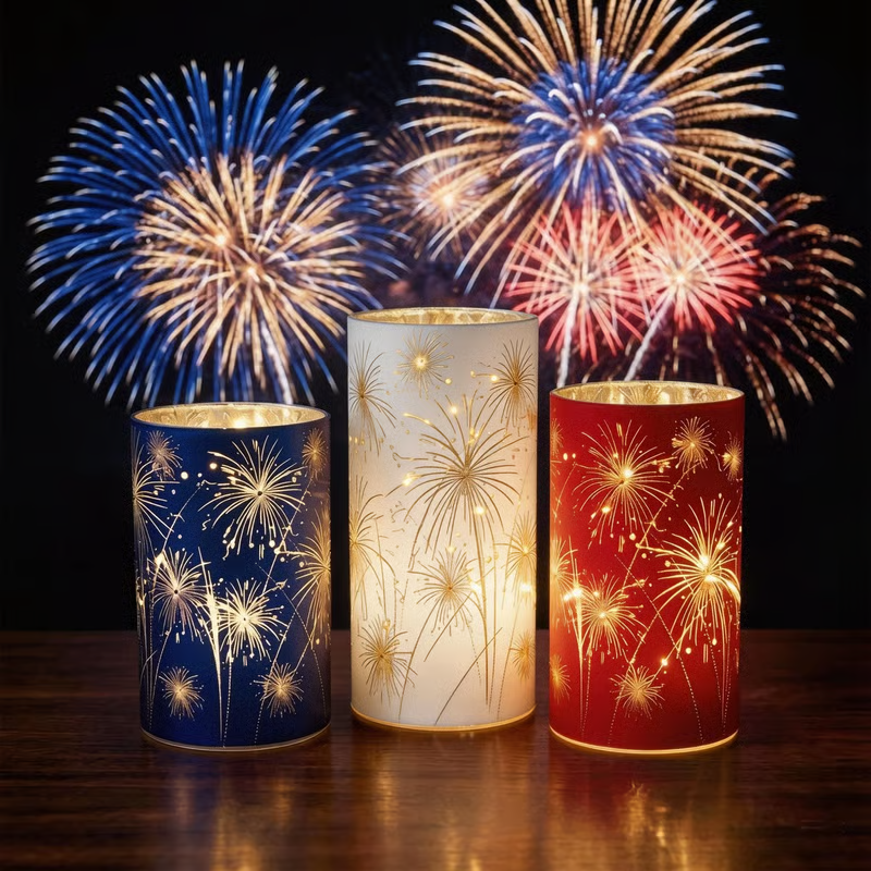 Celebration Firework Lanterns – Premium Patriotic Red, White & Blue Trio