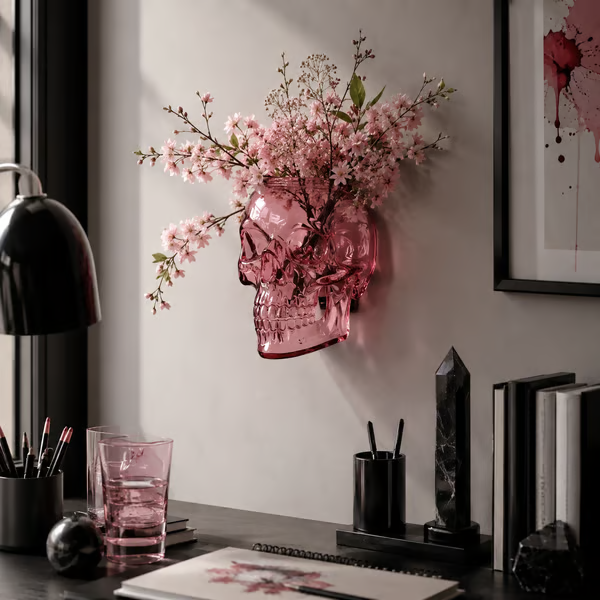 Gothic Skull Wall Vase 💀🌸