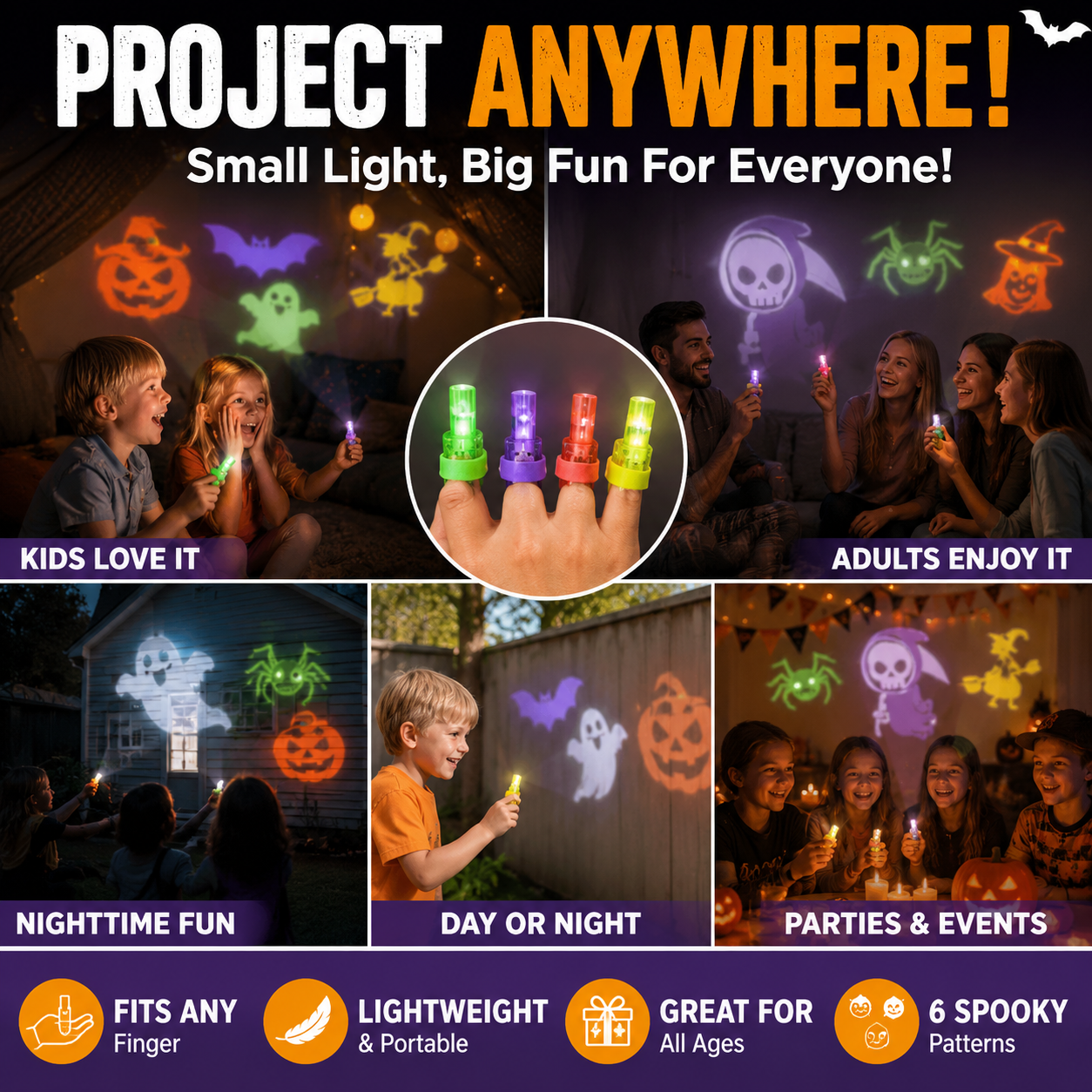 🎃 Spooky Pattern Finger Projector Lights 