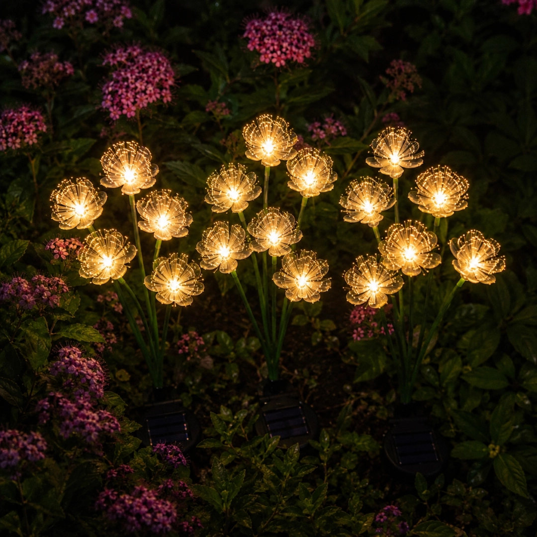 Solar Flower Garden Stake Light, 6-Flower Bouquet