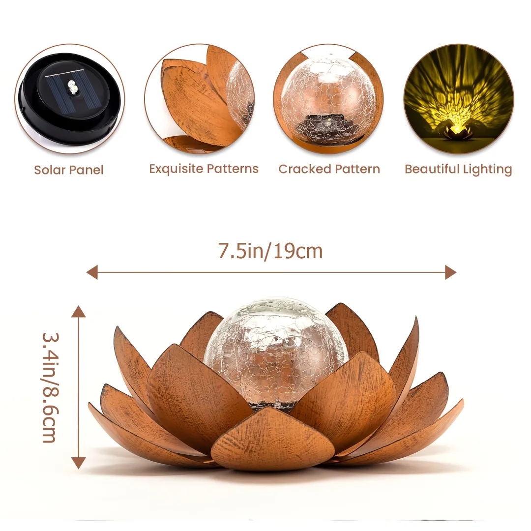 Solar Lotus Outdoor Garden Light with Cracked Glass