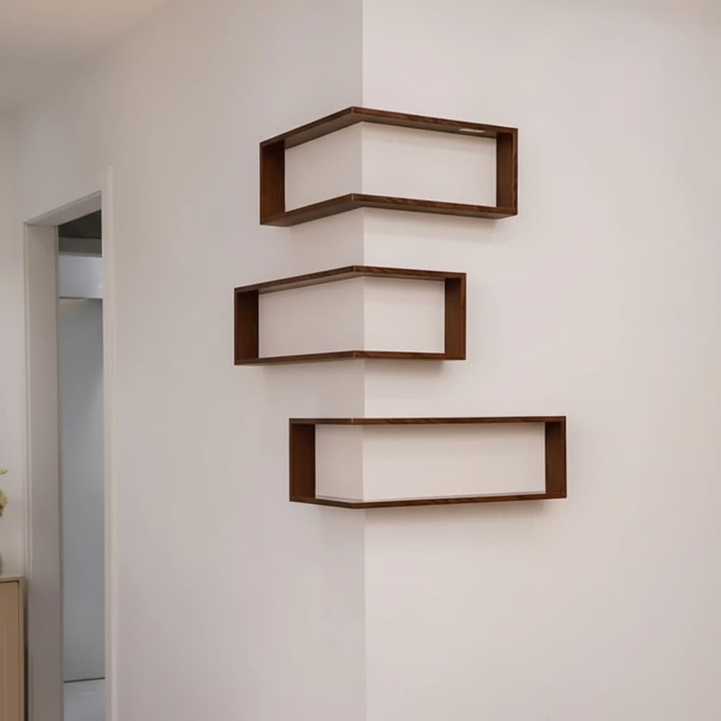  L-Shaped Corner Floating Wall Shelves with LED Lights