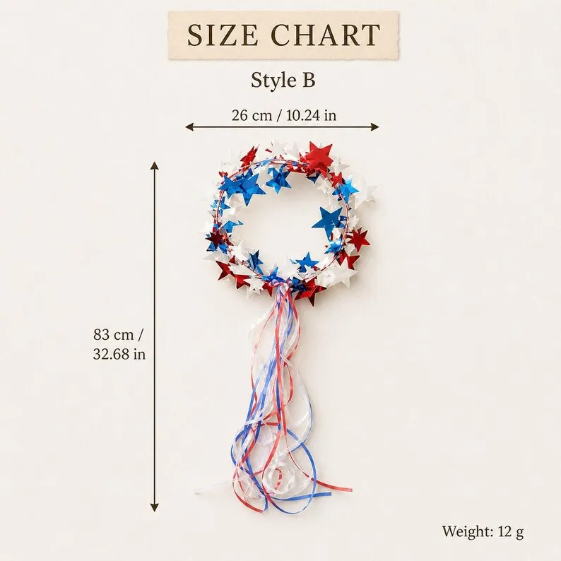 Sparkling Americana Star Crown with Flowing Ribbons 🇺🇸✨ | Patriotic Hair Accessory