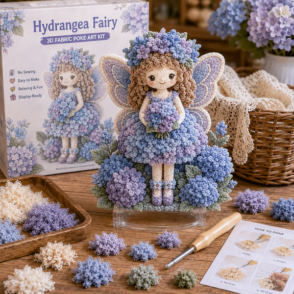 🔥 LAST DAY 49% OFF – 🌸🧚‍♀️ Flower Fairy 3D Fabric Poke Art Kit | No-Sew Fluffy Fabric Craft with Raised Floral Texture & Display-Ready Fairy Decor ✨