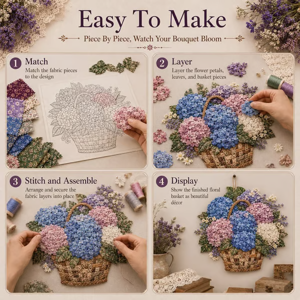 🌸Floral Basket Patchwork DIY Kit