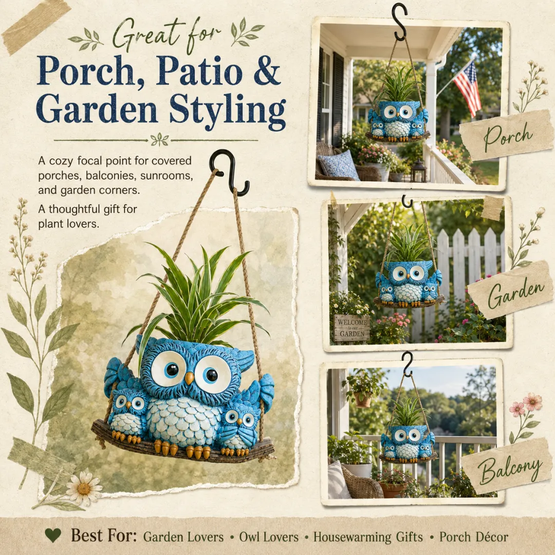 Owl Family Hanging Planter